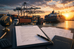 Cross-border trade execution from signed agreement and documentation to logistics and international shipment